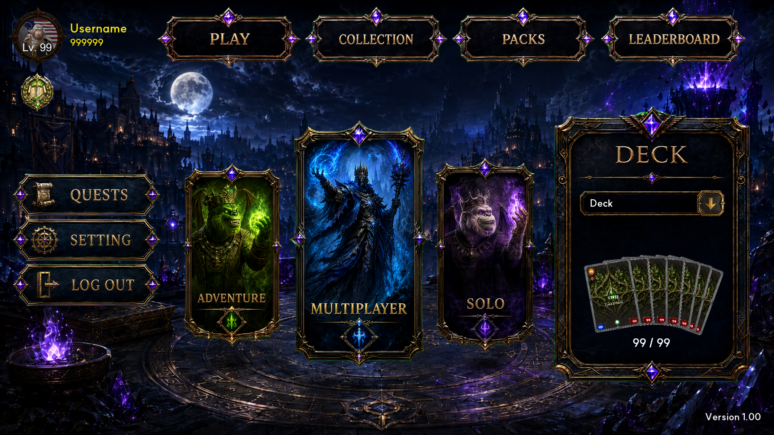 Adventure lobby screen